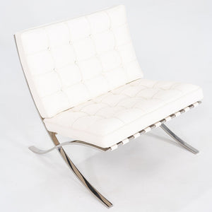 1960s Mies van der Rohe for Knoll Barcelona Lounge Chair in Sabrina White & Stainless Fully Restored