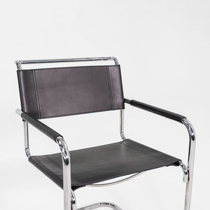 1980s Pair of Mart Stam Thonet S34 Cantilever Dining Chairs New Black Leather