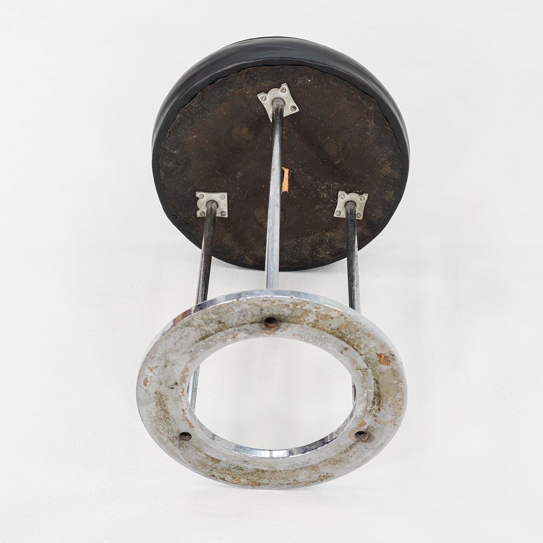 1970s Paul Mayen for Habitat Occasional Stool in Chrome and Black Vinyl 18"