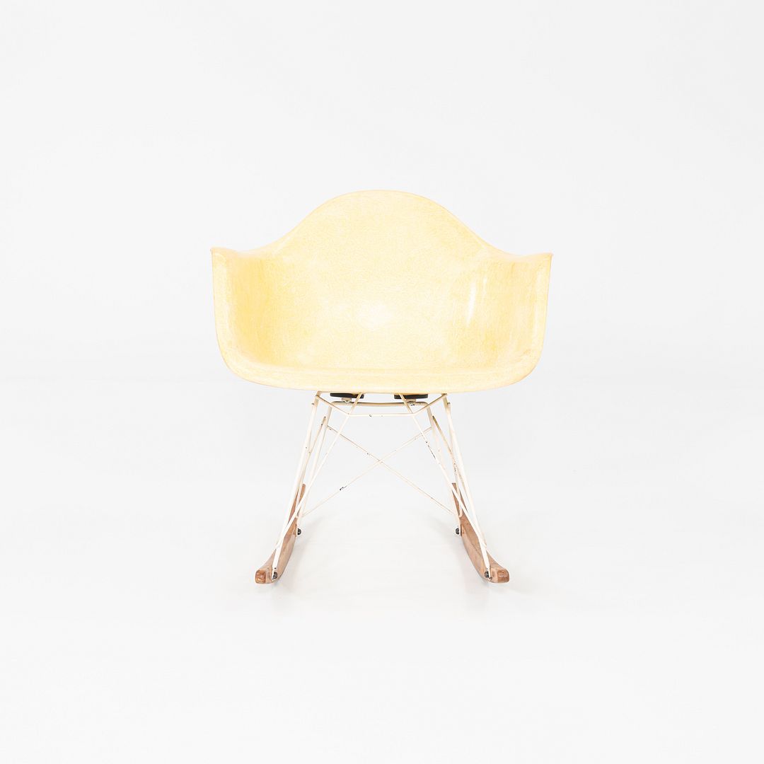 1953 Herman Miller Eames RAR Rocking Chair Yellow Fiberglass Shell & White Base