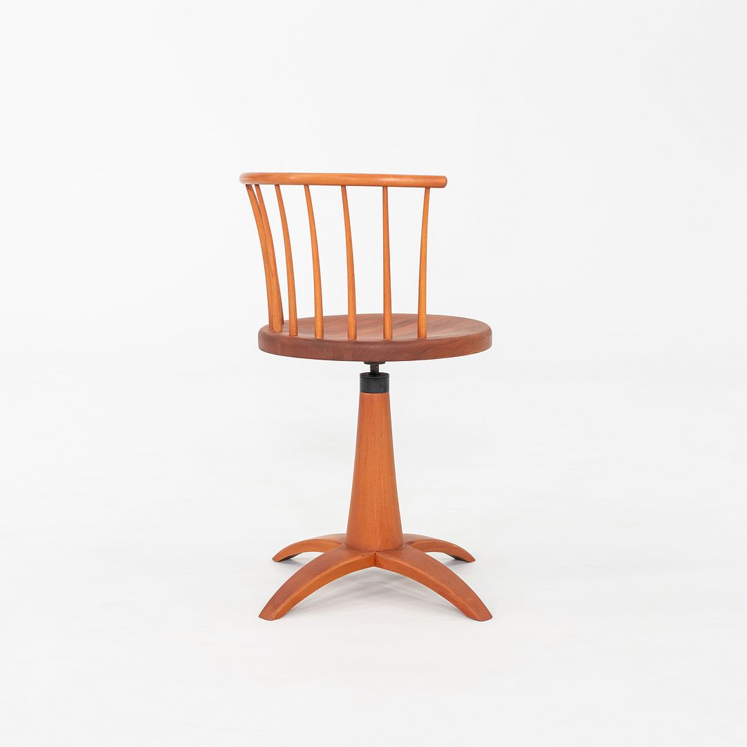 1990s Shaker Workshops Swivel Chair Revolver Stool in Cherry Wood Made in USA