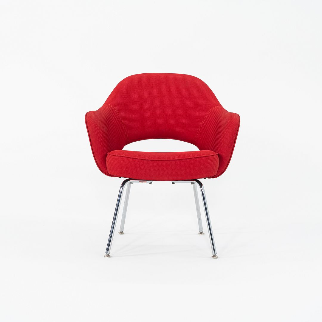 2017 Eero Saarinen for Knoll Dining Arm Chairs in Red Fabric 20x Available
