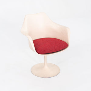 1964 Eero Saarinen for Knoll Tulip Dining Arm Chair with Red Upholstered Cushion