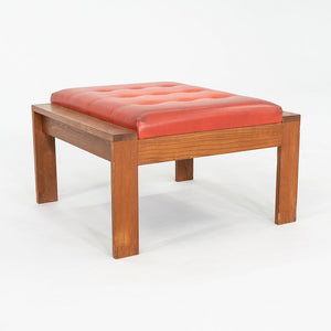 1960s Modern Ottoman Stool by C.I. Designs Wood with Persimmon Vinyl Upholstery