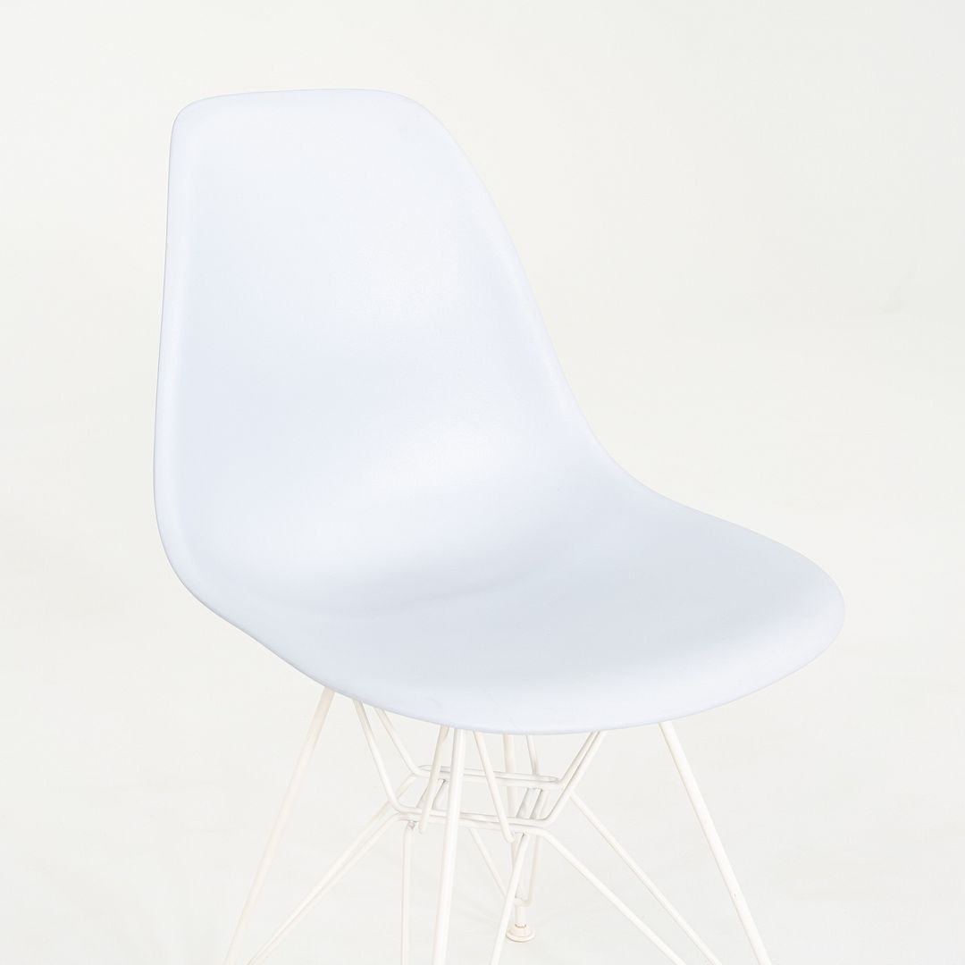 2019 Pair Herman Miller Eames DSR Dining Chairs in Blue Plastic with Eiffel Base