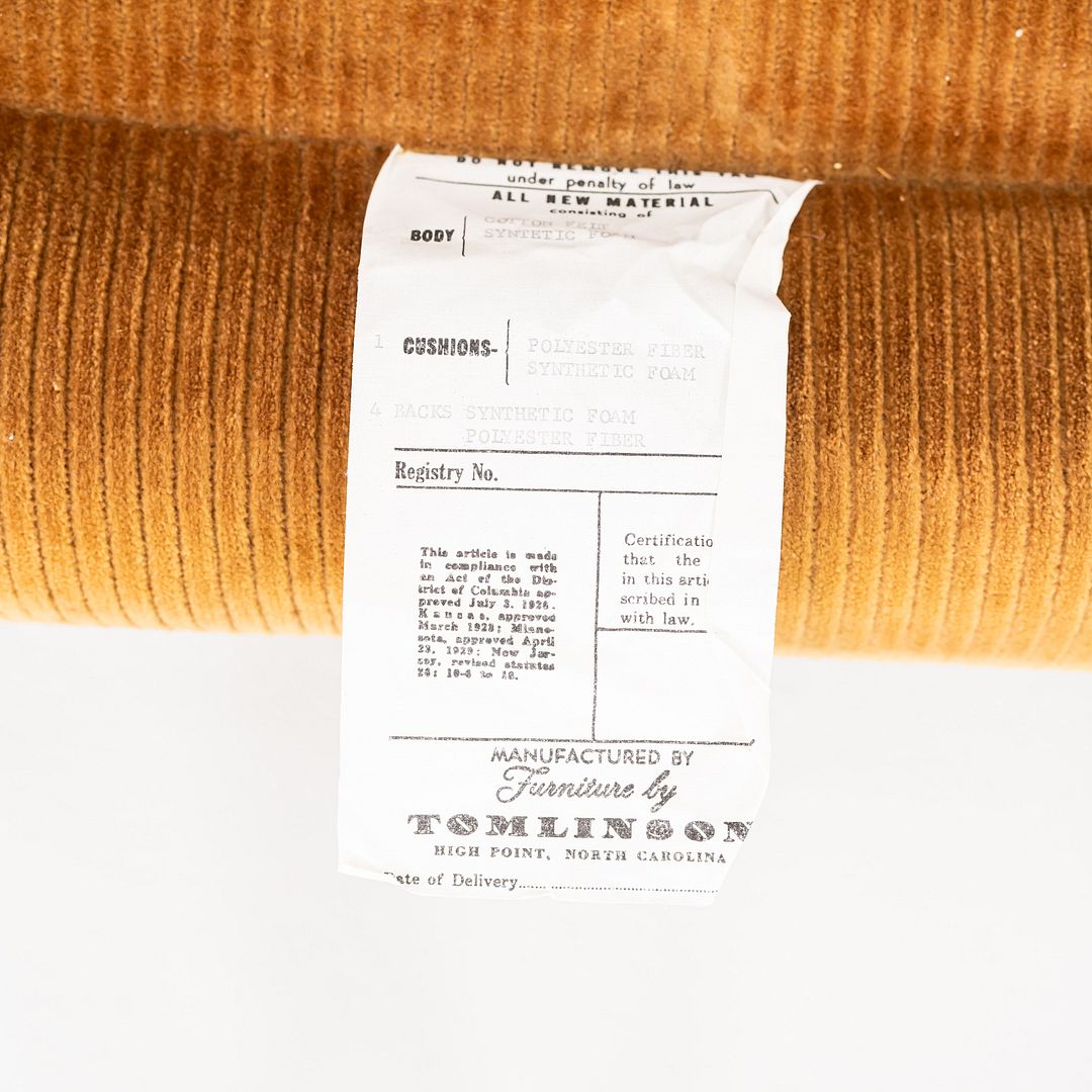 1972 Tomlinson Furniture Sofa w/ Chromed Steel Frame & Ochre Corduroy Upholstery