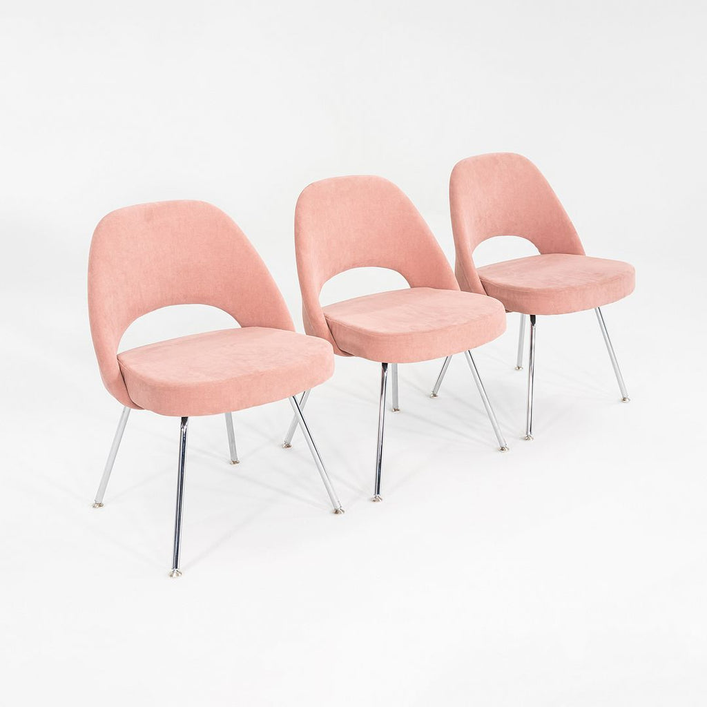 2022 Eero Saarinen for Knoll Armless Executive Dining Chair Pink Fabric 3x Avail