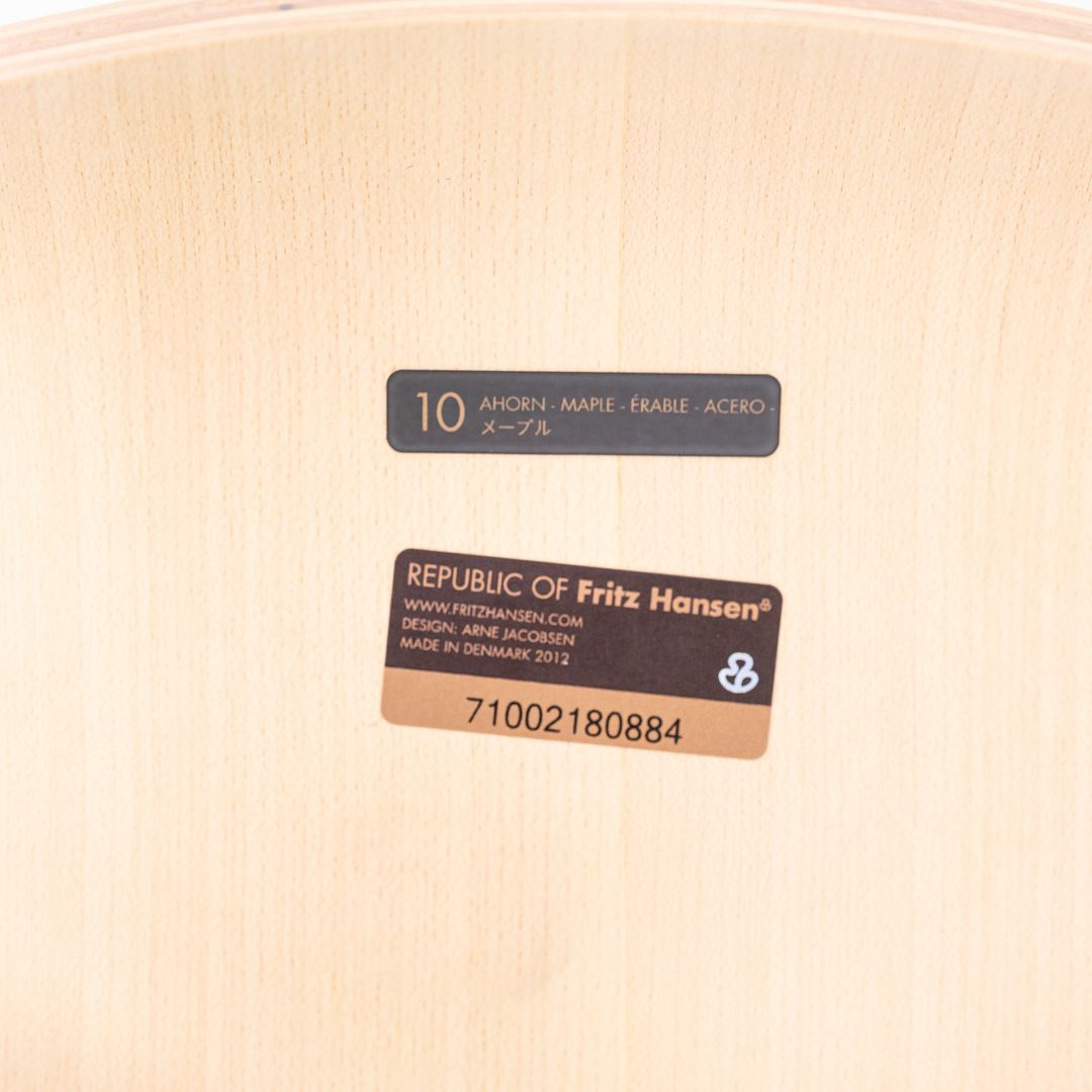 2012 Arne Jacobsen for Fritz Hansen Series 7 Dining Arm Chair Maple and Leather