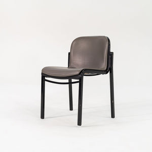 1980s Pair of Thonet Leather Side Chairs in Steel w/ Grey Naugahyde Upholstery