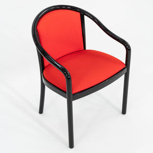 1980s Lacquered Wood Dining Arm Chair with Red Upholstery by Tonon in Italy