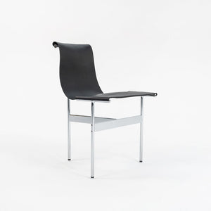 Set of Four Made to Order Gratz TG-10 Sling Dining Chairs Black Leather & Chrome