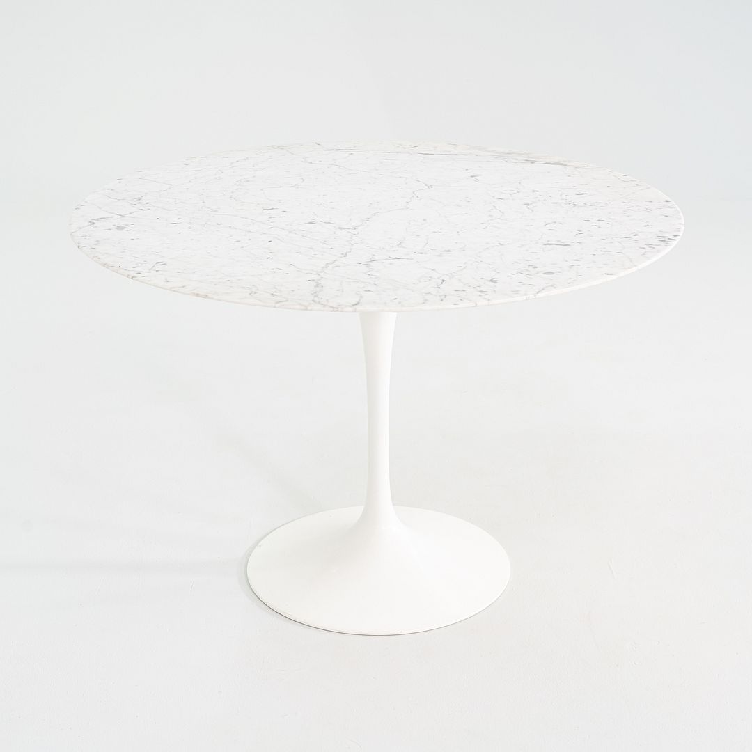 2010s Eero Saarinen for Knoll 42" Round Dining Table with Carrara Marble Top