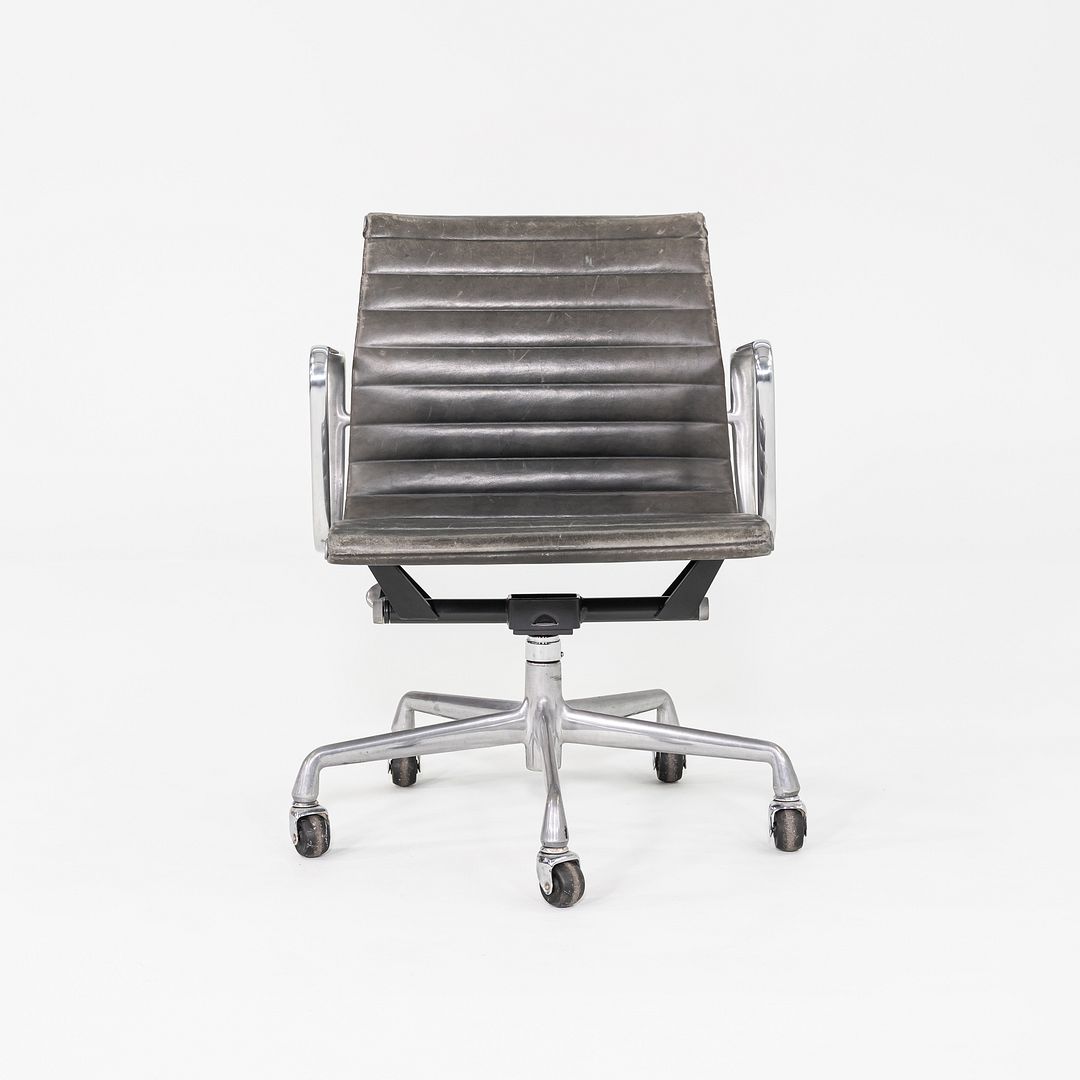 1995 Herman Miller Eames Aluminum Management Desk Chair in Grey Leather 4x Avail