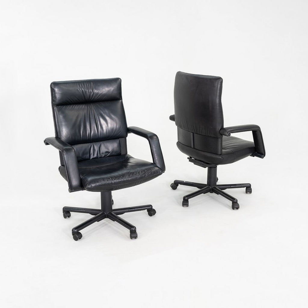 1990 Mario Bellini for Vitra Figura Executive Desk Chairs Black Leather 2x Avail
