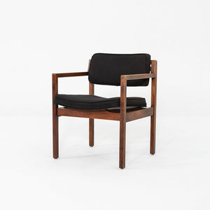 1970s Set of Eight Dining Arm Chairs Attributed to Jens Risom Walnut w/ Fabric
