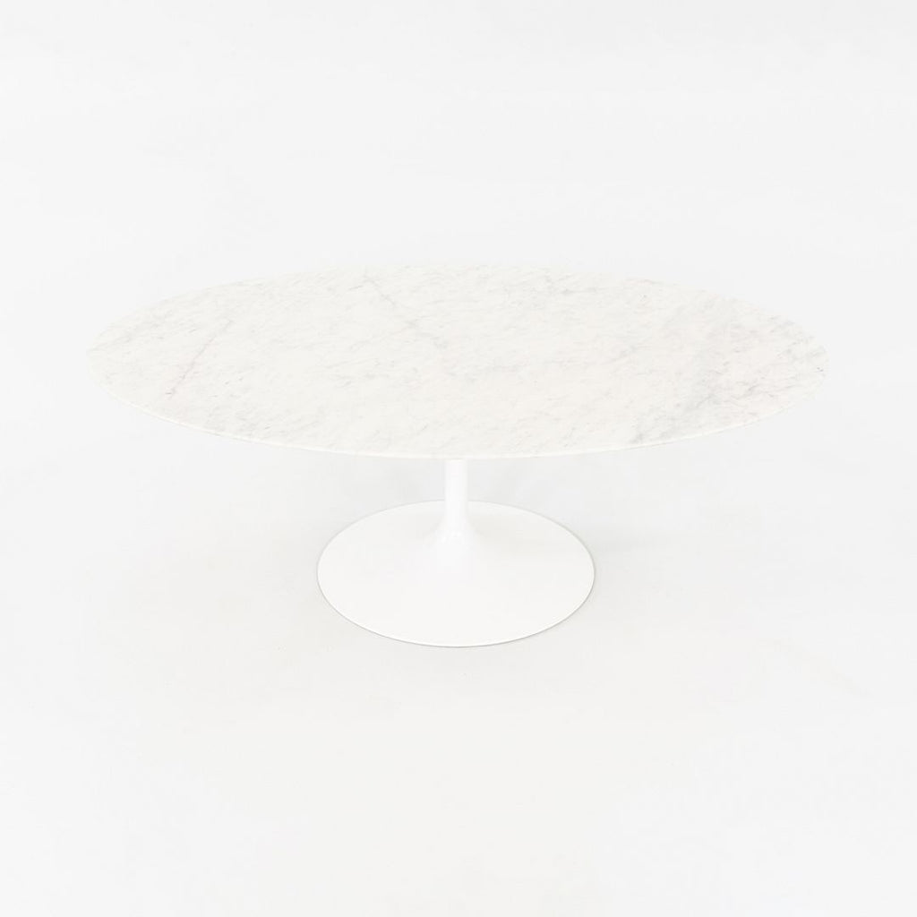 2010s Eero Saarinen for Knoll 42" Oval Tulip Coffee Table w/ Carrara Marble Top