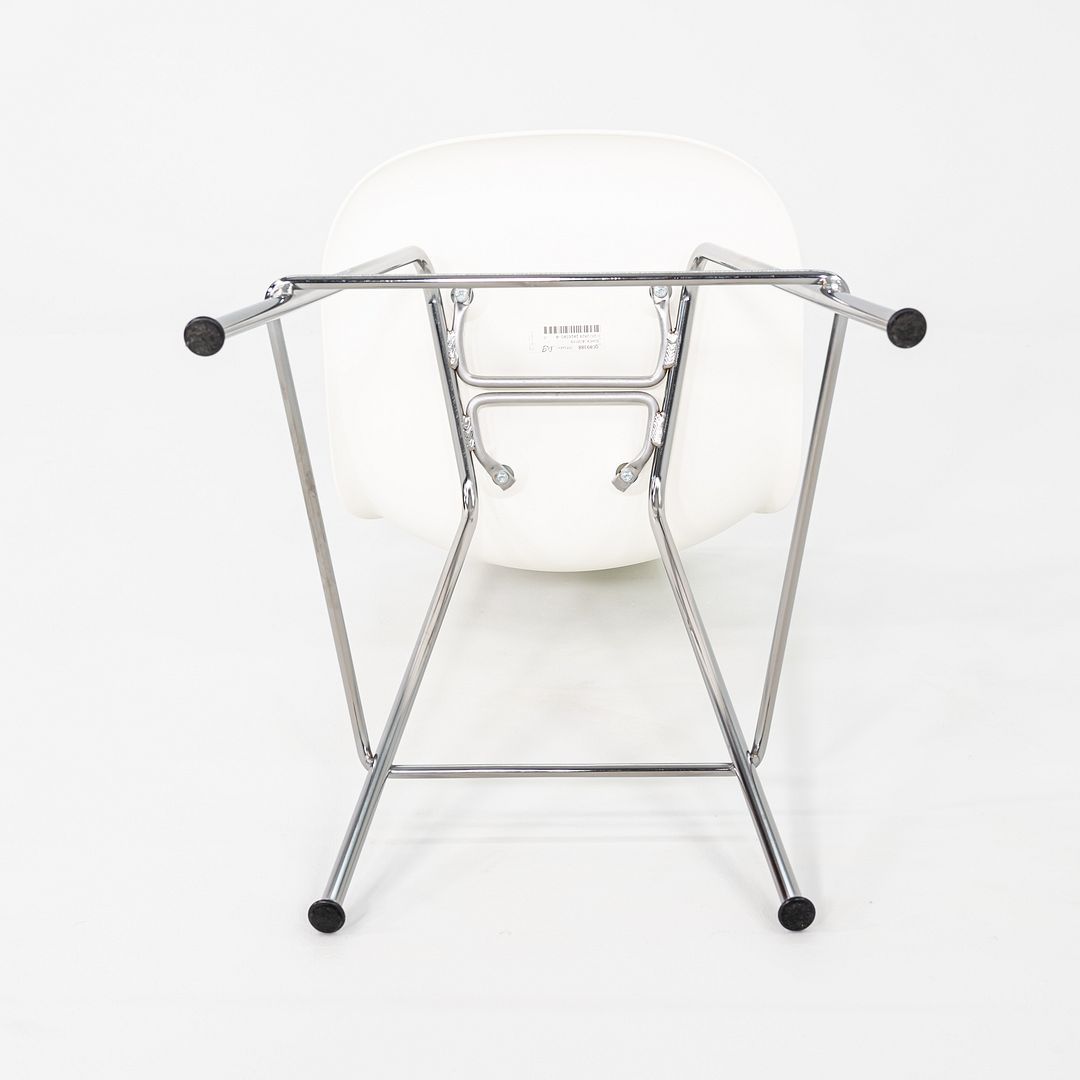 2024 Pair of Herman Miller Eames Plastic Counter Stools in White w/ Chrome Bases