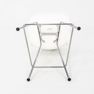 2024 Pair of Herman Miller Eames Plastic Counter Stools in White w/ Chrome Bases
