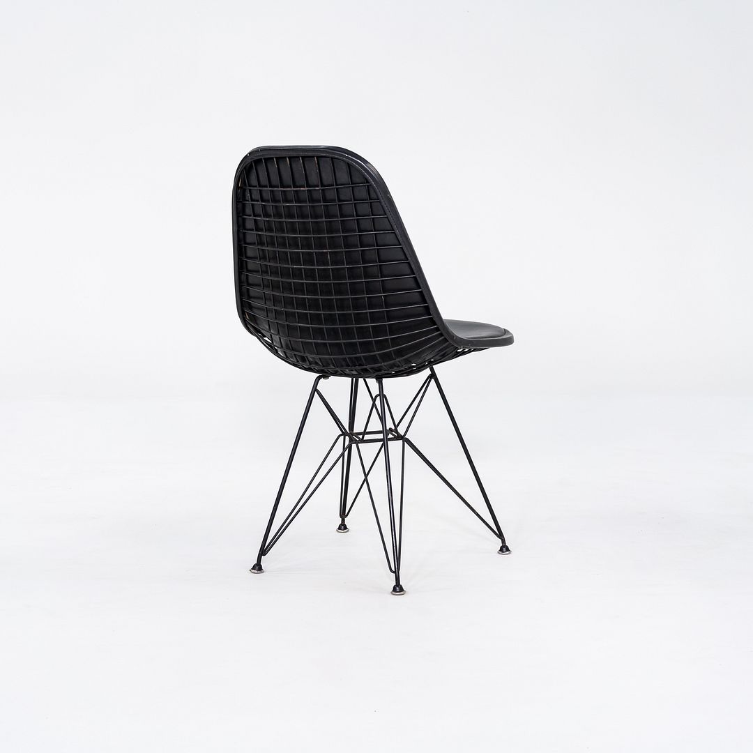 C. 1954 Herman Miller Eames DKR-1 Wire Dining Side Chair with Black Naugahyde