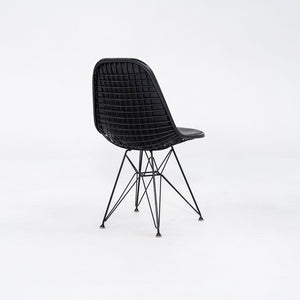 C. 1954 Herman Miller Eames DKR-1 Wire Dining Side Chair with Black Naugahyde