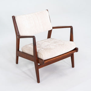 1960s Jens Risom Design U-430 Lounge Chair with Arms in Walnut and Fabric