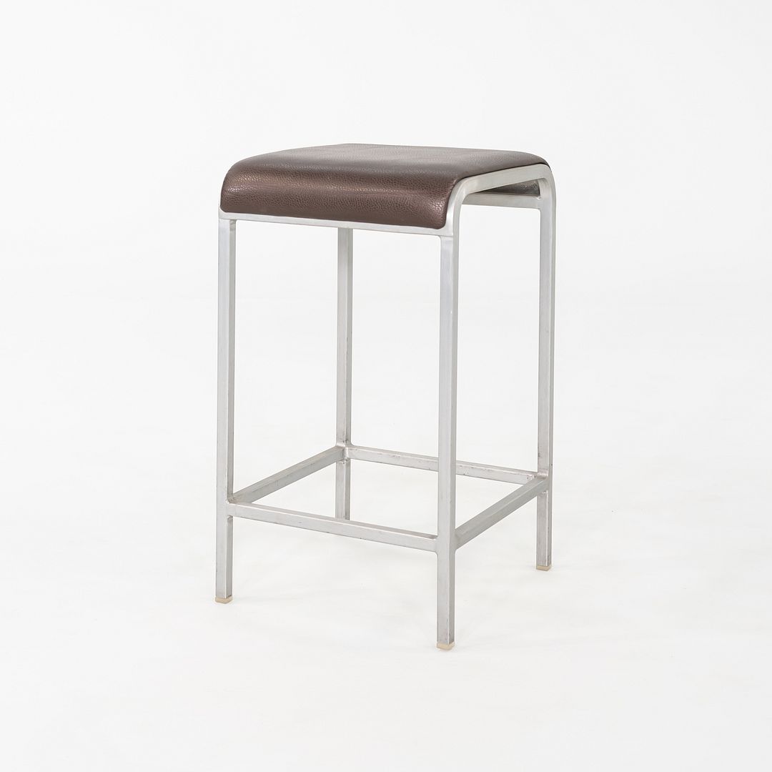2010 Norman Foster for Emeco 20-06 Stool with Brown Leather Seats 5x Available