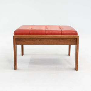 1960s Modern Ottoman Stool by C.I. Designs Wood with Persimmon Vinyl Upholstery