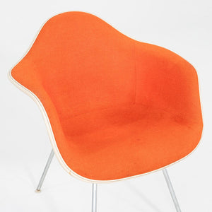 1980s Pair of Herman Miller Eames Fiberglass DAX Dining Arm Shell Chairs Orange