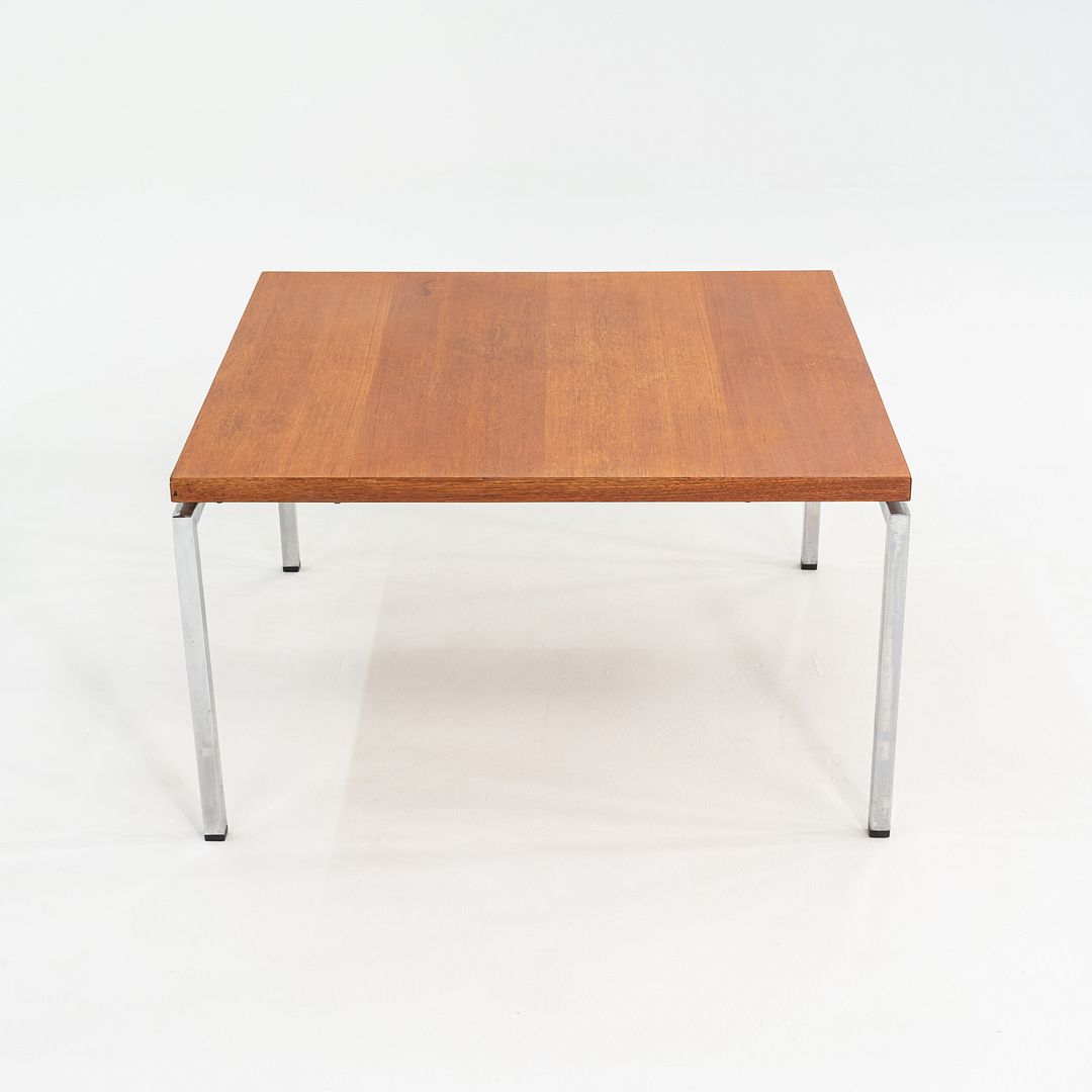 1970s Danish Chromed Steel and Teak Coffee or End Table 33 x 33 x 19 inches