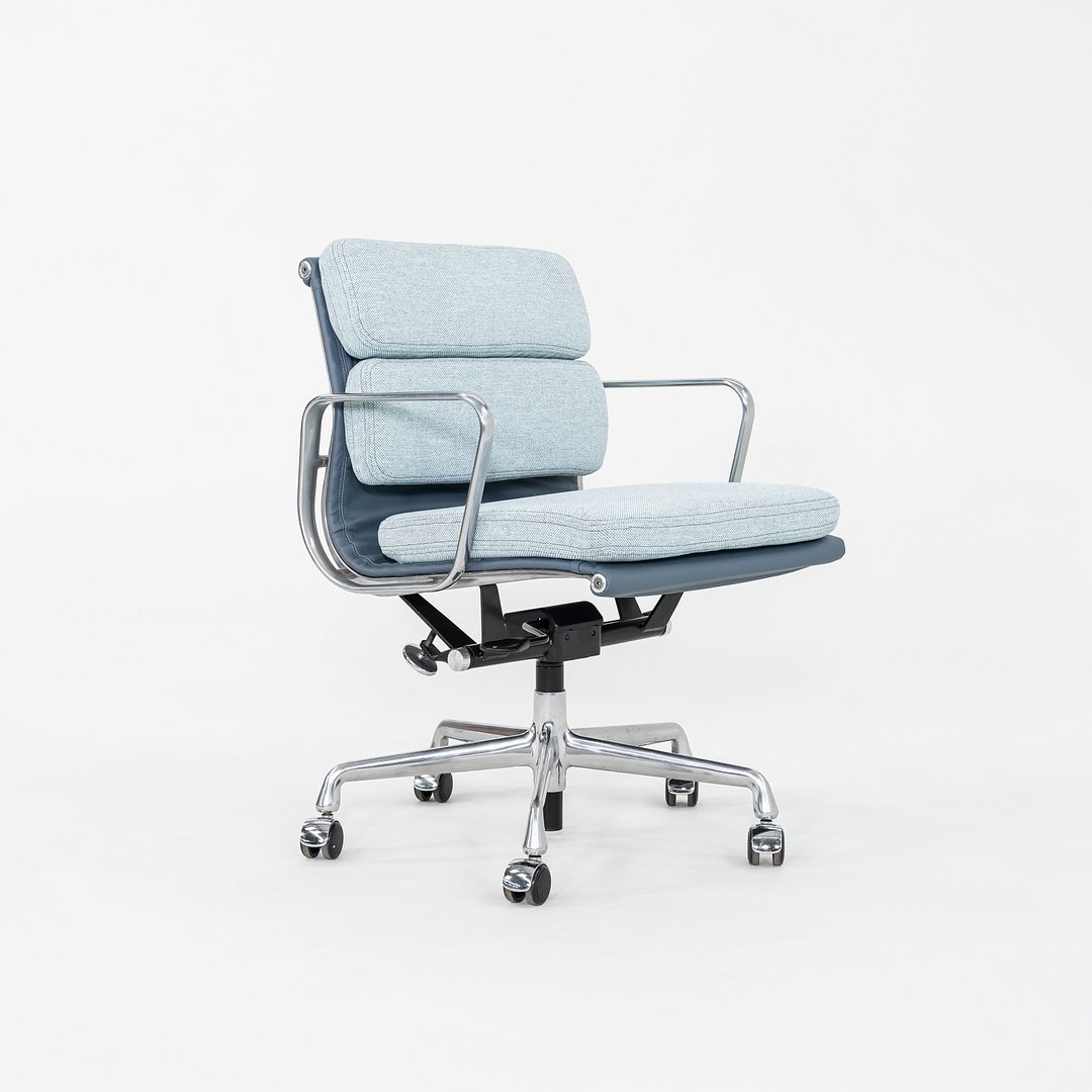 2010s Herman Miller Eames Soft Pad Management Desk Chair Blue Fabric & Leather