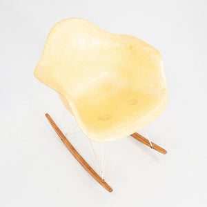 1953 Herman Miller Eames RAR Rocking Chair Yellow Fiberglass Shell & White Base