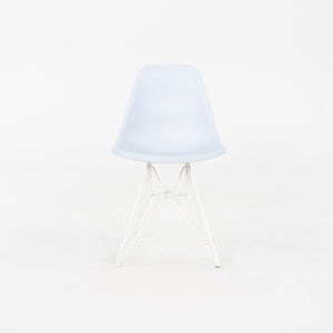 2019 Pair Herman Miller Eames DSR Dining Chairs in Blue Plastic with Eiffel Base