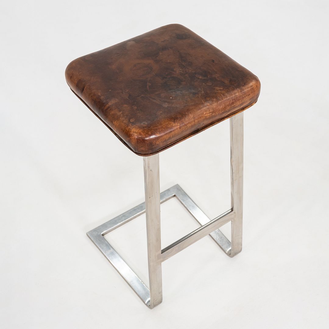 1980s Four Seasons Barstool by Cumberland Furniture in Stainless and Leather