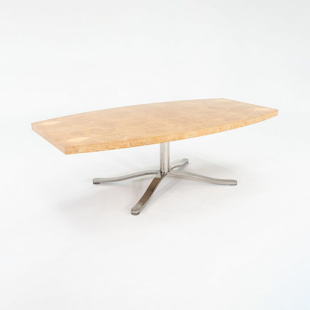 2004 Nicos Zographos Custom Burled Oak Conference Table w/ Stainless Steel Base