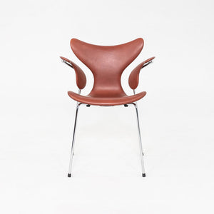 2022 Arne Jacobsen for Fritz Hansen Lily Arm Chair in Chestnut Grace Leather