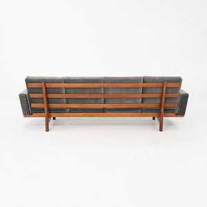 1960s Hans Wegner for GETAMA Four Seat Sofa in Oak with Grey Velvet Upholstery