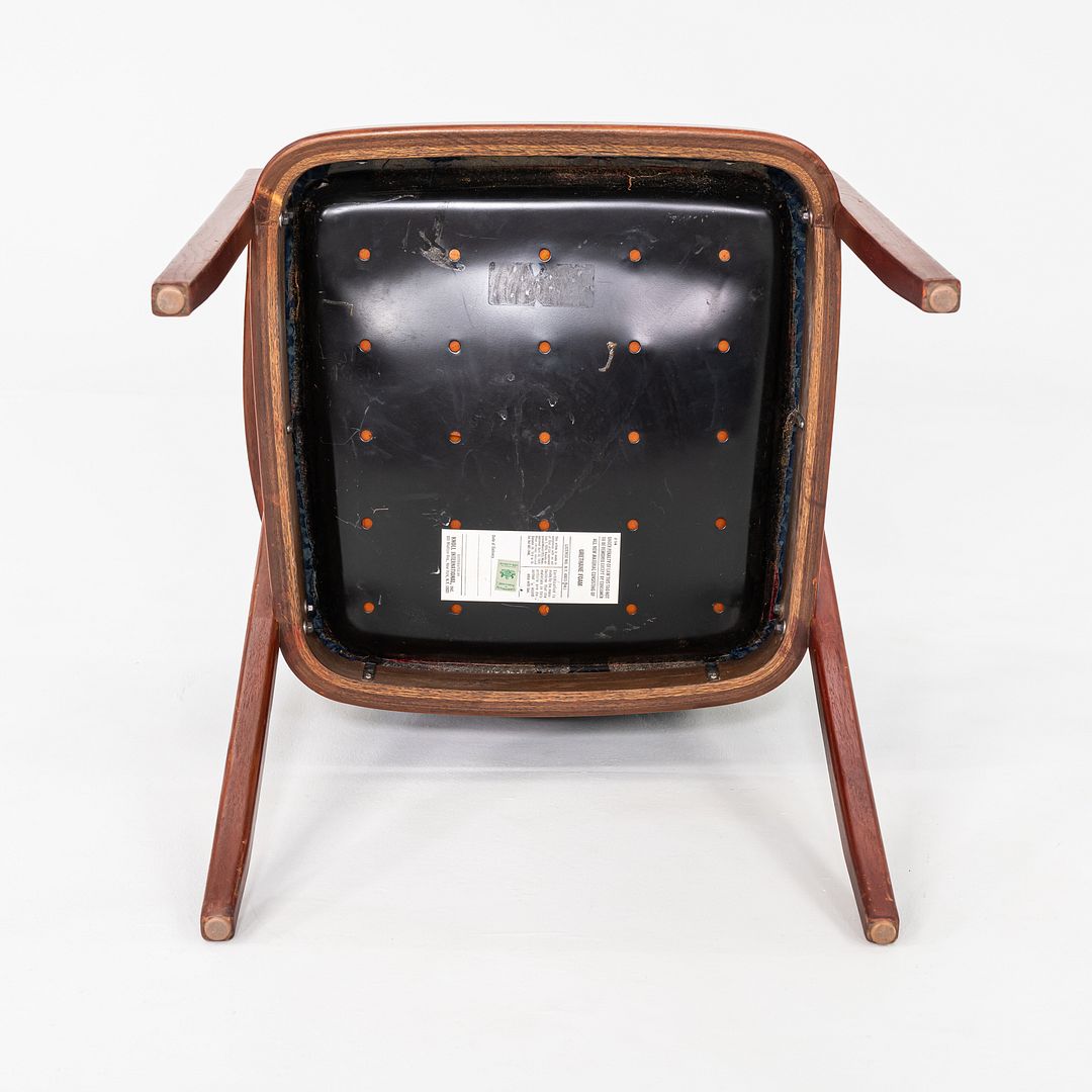 1980s Pair of Don Petitt for Knoll 1105 Bentwood Armchair in Oak w/ Blue Fabric