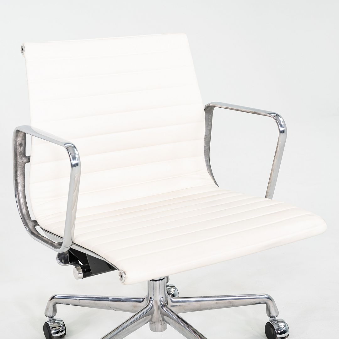 2023 Herman Miller Eames Aluminum Group Management Desk Chairs in White Leather 10x Available