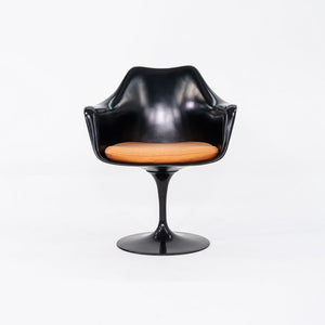 2000s Eero Saarinen for Knoll Tulip Dining Arm Chair in Black w/ Orange Cushion