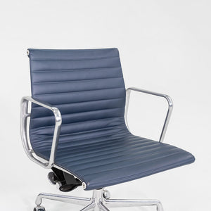 2020s Herman Miller Eames Aluminum Group Management Desk Chair in Blue Leather