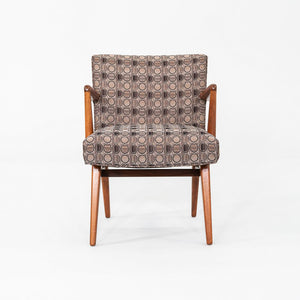 1960s Set of Seven Jens Risom Design Model C-108 Dining Arm Chairs in Walnut and Fabric