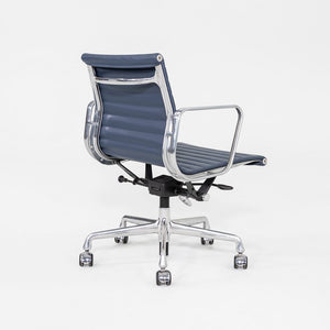 2020s Herman Miller Eames Aluminum Group Management Desk Chair in Blue Leather