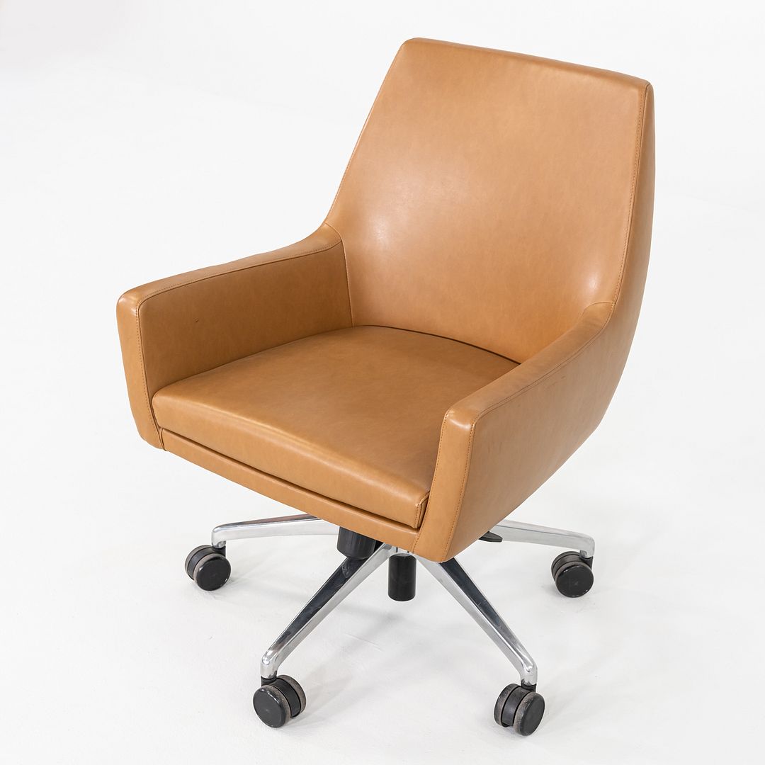 2016 Bernhardt Designs Cardan Desk Chair Tan Leather w/ Pneumatic Base 6x Avail