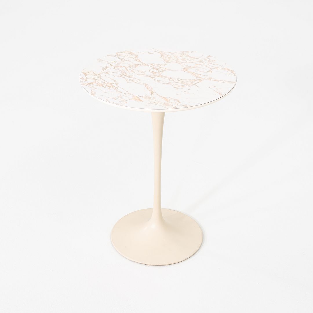 1960s Eero Saarinen for Knoll Pedestal Tulip Side Table w/ Faux Marble Laminate