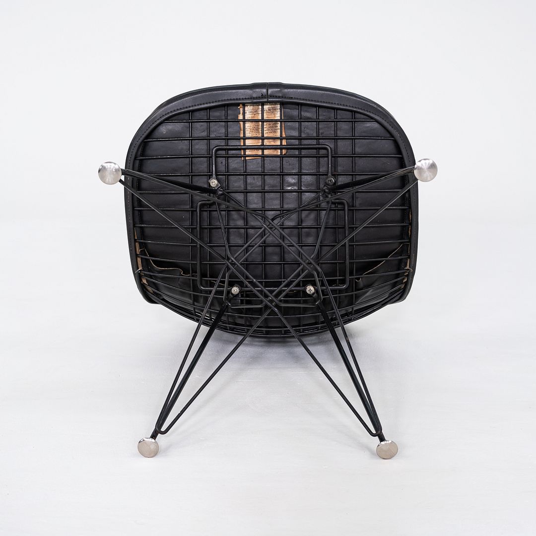 C. 1954 Herman Miller Eames DKR-1 Wire Dining Side Chair with Black Naugahyde