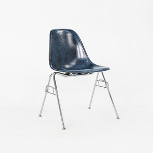 2010s Pair of Modernica Eames Fiberglass Dining Side Shell Chairs in Navy Blue