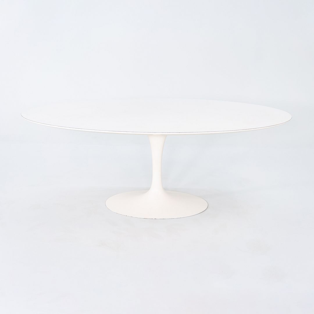 1960s Eero Saarinen for Knoll 78x48 inch Oval Tulip Dining Table in White Laminate