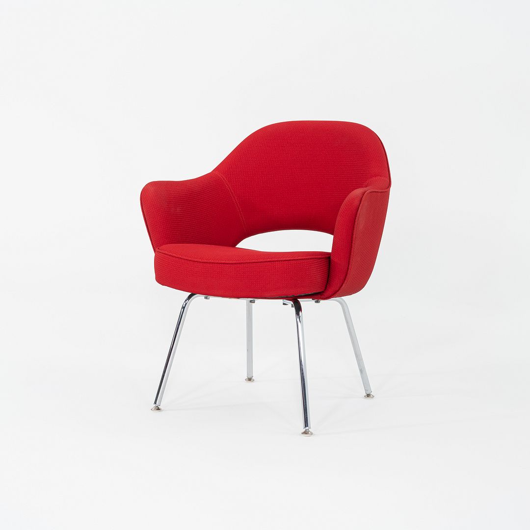 2017 Eero Saarinen for Knoll Dining Arm Chairs in Red Fabric 20x Available