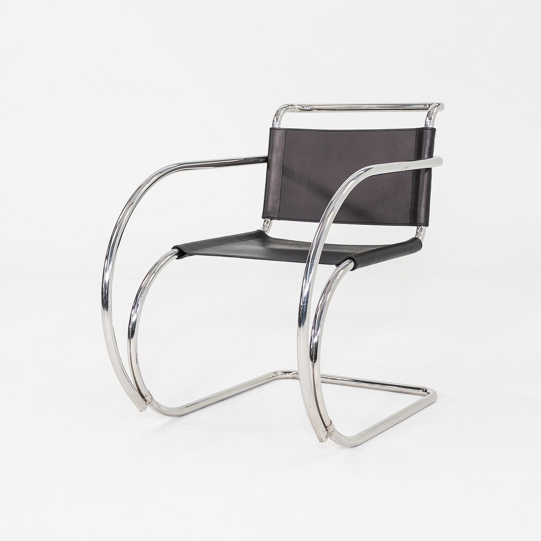 1960s Mies Van Der Rohe for Knoll MR 20 Arm Chair Newly Upholstered in Leather