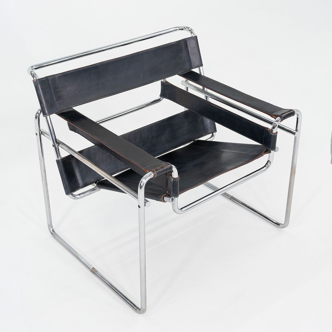 1970s Marcel Breuer for Knoll Wassily Lounge Chair in Black Leather 2x Available